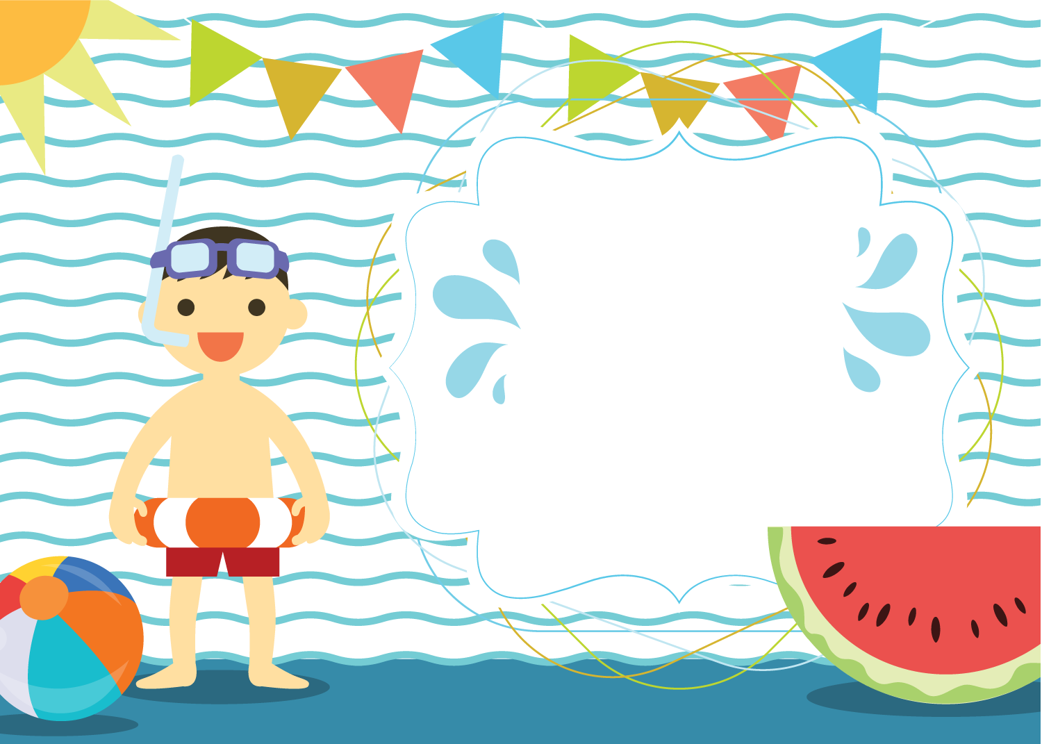 Summer clipart, Pool party png