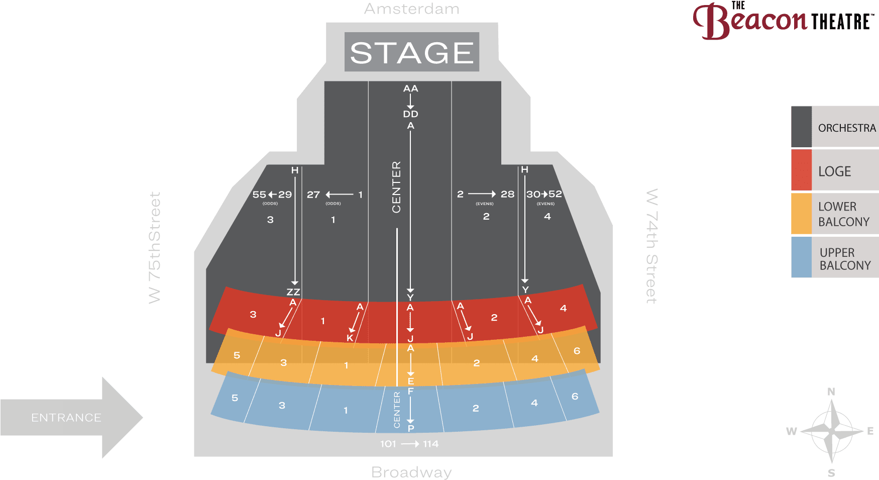 Beacon Theatre Seating Chart And Map - Seat Number Beacon Theater ...