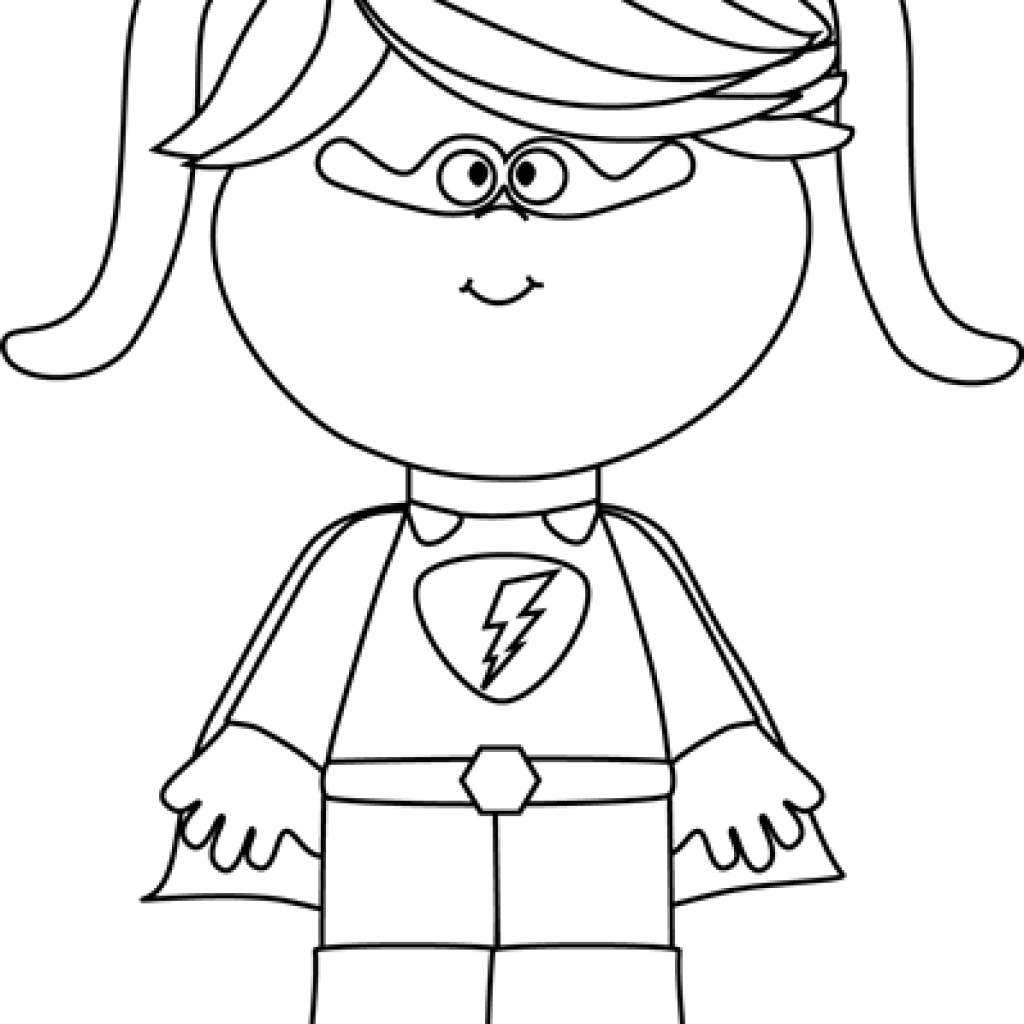 Superhero Clipart Black And White Black And White Little - Smiling Girl ...