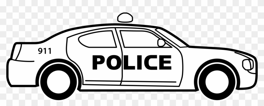 Download Police Car Svg Library Police Car Clipart Black And White Hd Png Download 2400x859 16421 Pngfind