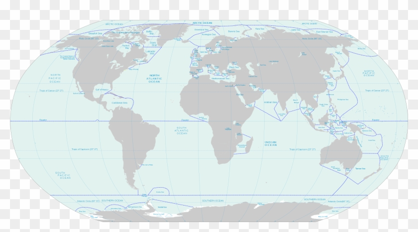 Oceans And Seas Boundaries Map-en - Boundaries Of The Oceans, HD Png ...