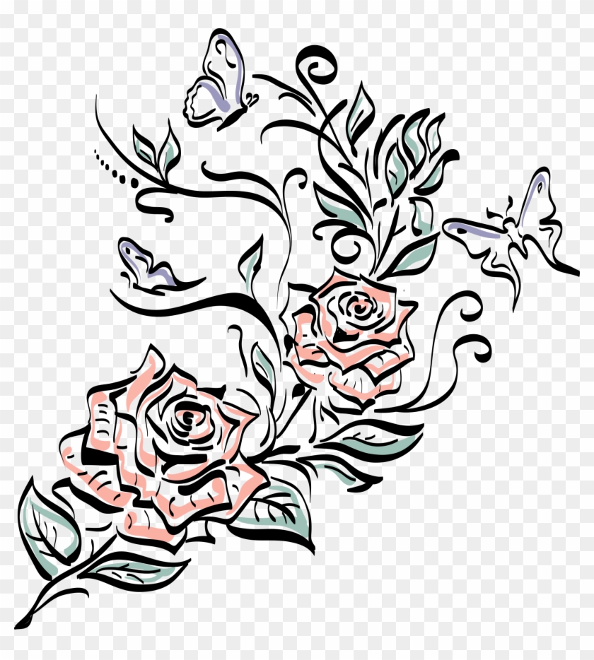 Download Black and White Pink Roses Tattoo Design PNG Online - Creative  Fabrica