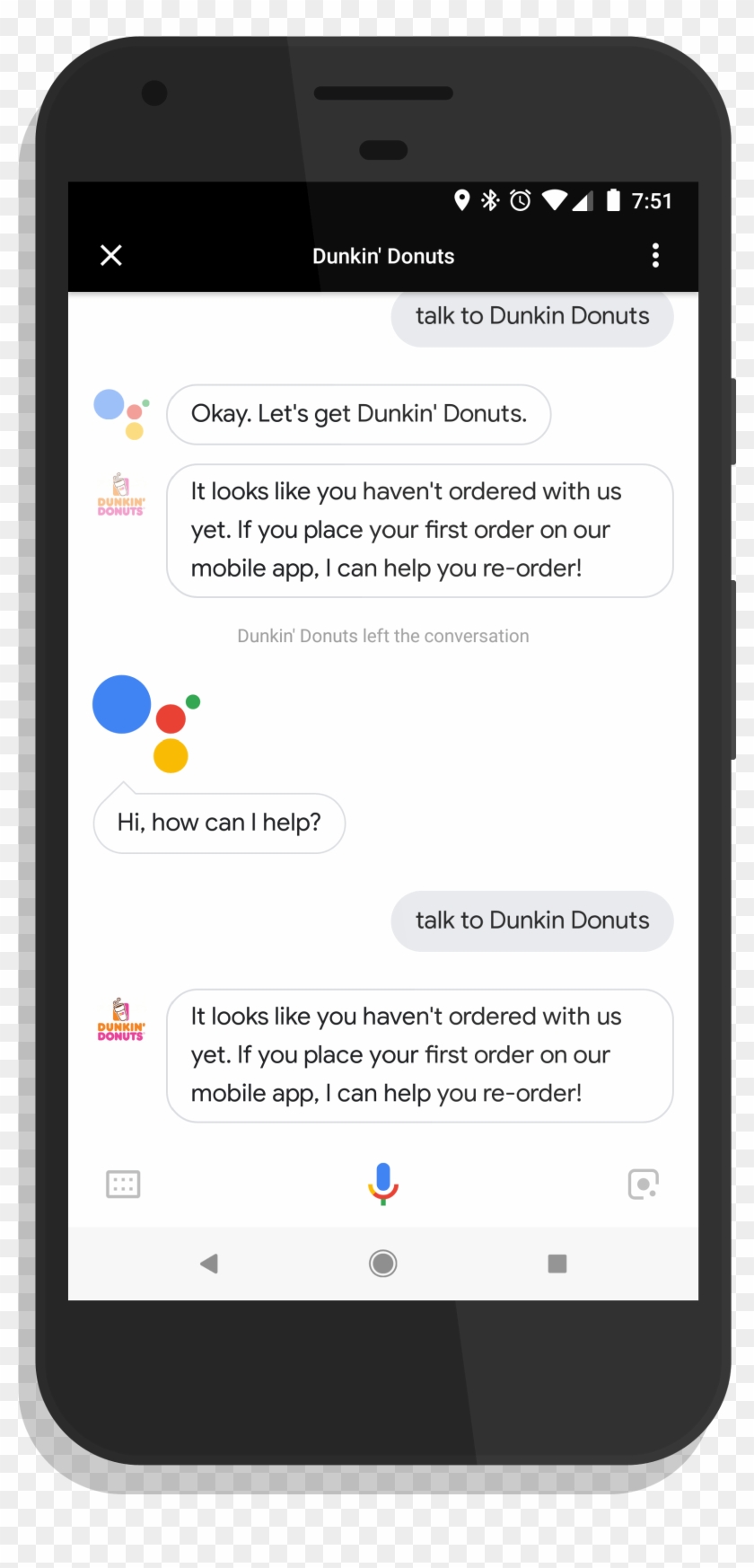 Dunkin Donuts In Google Assistant - Workplace Bots, HD Png Download ...