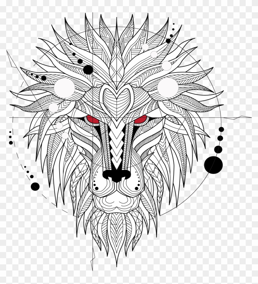 Geometric Lion Shoulder Tattoo