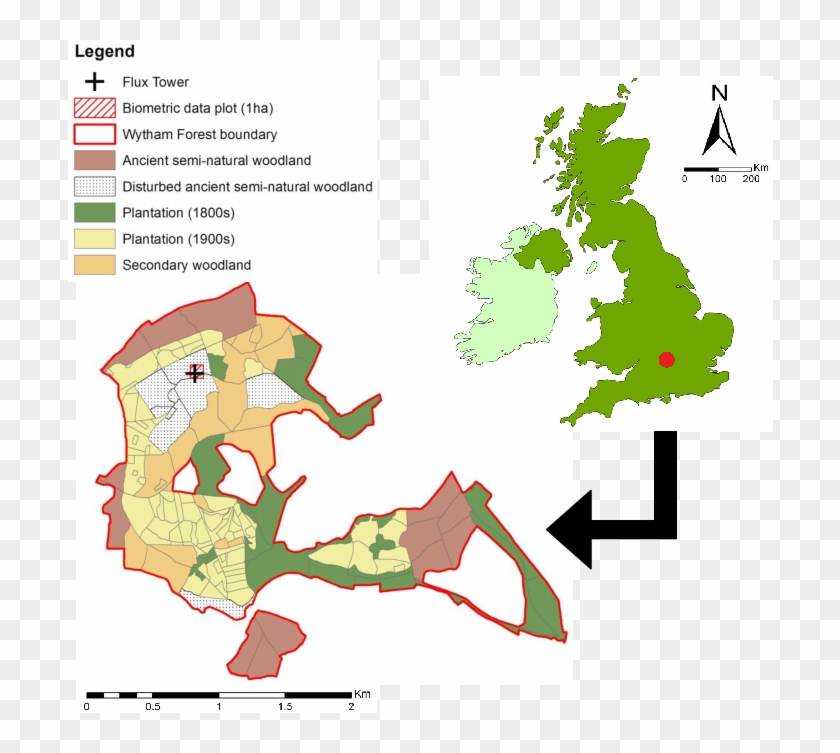 Study Site Location In The Uk And Map Of Wytham Woods Copyright Free Uk Map Hd Png Download 706x673 Pngfind