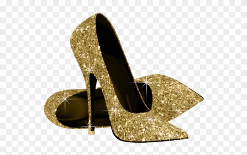 golden glitter heels