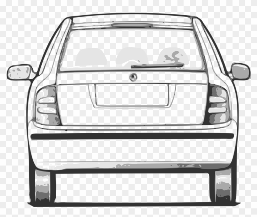 958 X 762 2 Drawing Of The Back Of A Car, HD Png Download 958x762