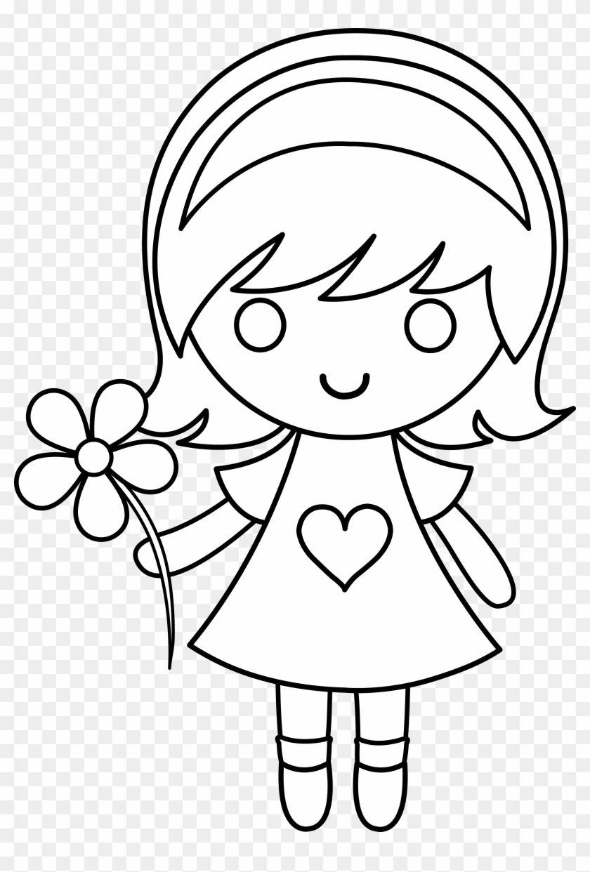 Cute little girl drawing character Royalty Free Vector Image