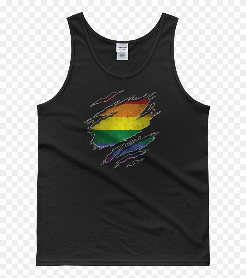 Gay Flag Ripped Chest - Active Tank, HD Png Download - 598x869(#1321279 ...