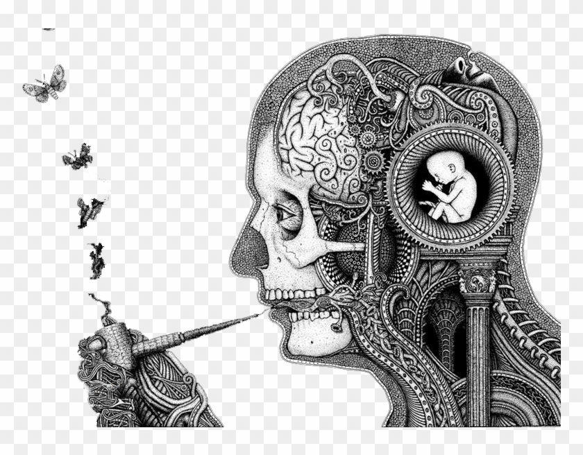 Thought Illustration Irritability Skull  Deep Art HD Png Download   777x5761322113  PngFind