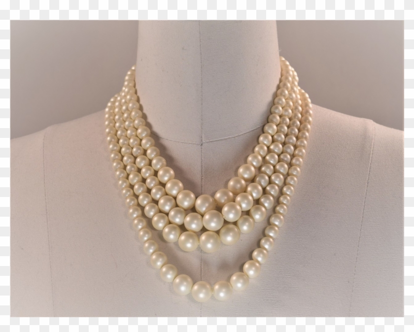 Vintage Multi-strand White Faux Pearl Necklace - Pearl, HD Png Download ...