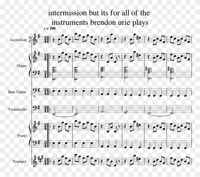 Intermission But It's For All The Instruments Brendon - Sheet Music, HD ...