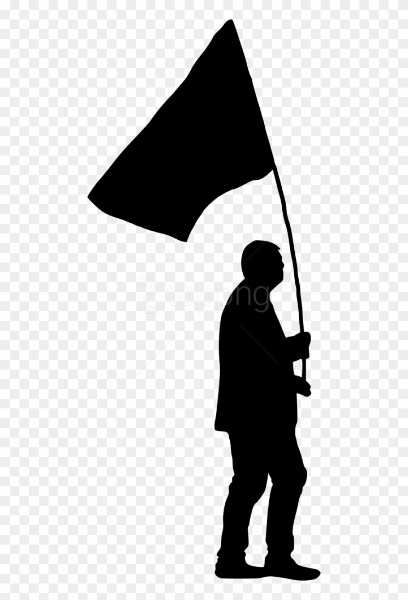 10 Person with Flag Silhouette (PNG Transparent)