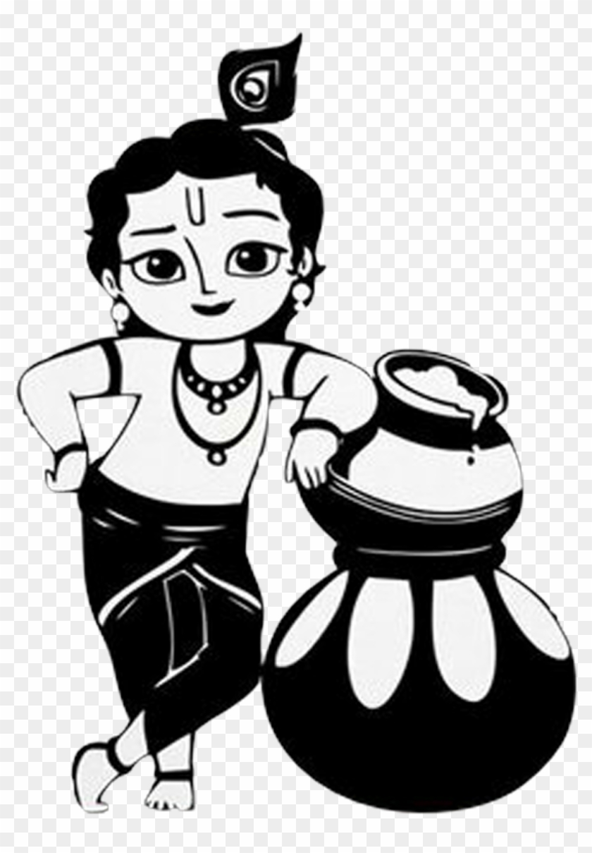 Kanna Sticker - Black And White Krishna, HD Png Download - 1024x1429