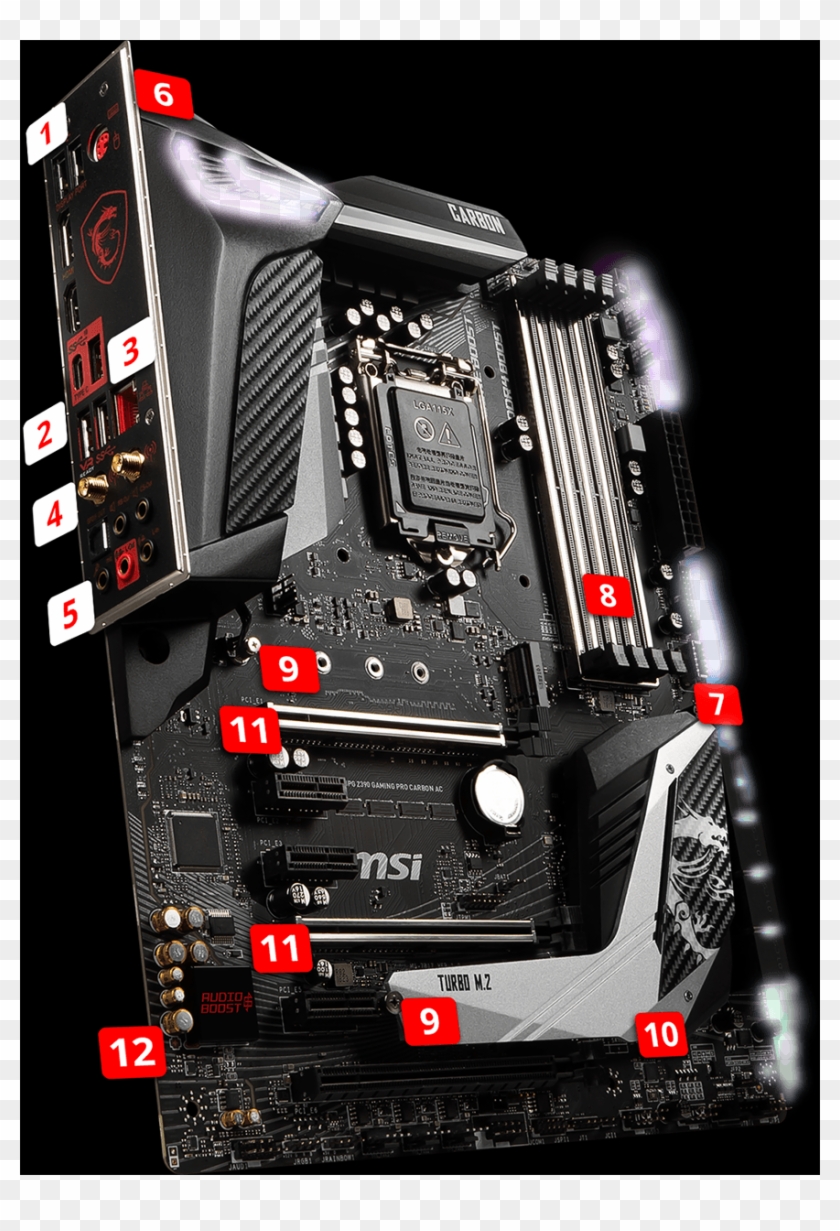 Pre Installed I O Shielding Msi Mpg Z390 Gaming Pro Carbon Lga 1151 Hd Png Download 874x1240 Pngfind