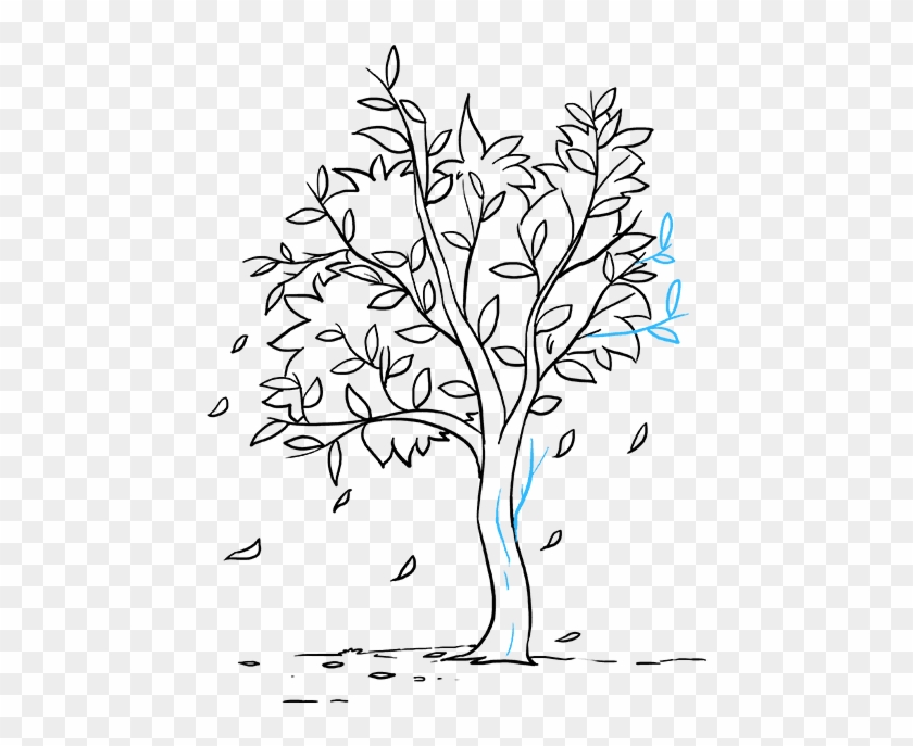 Fall Really Easy Drawing - Trees In Fall Drawing, HD Png Download