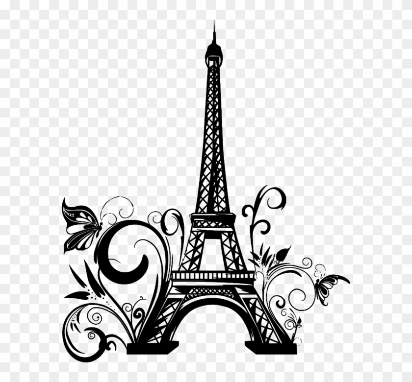 Minimalist Eiffel Tower tattoo on the achilles