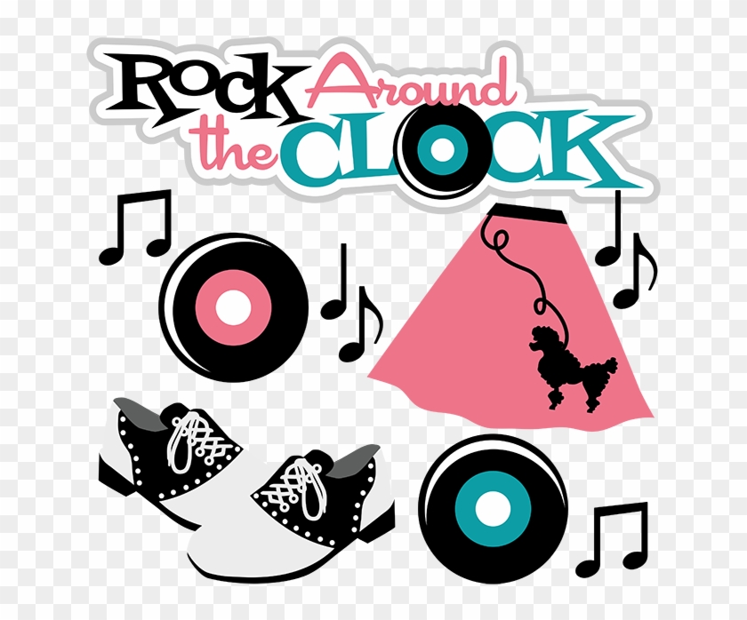 Jpg Rock Around The Clock Svg Scrapbook Files - 50's Sock Hop Clip Art