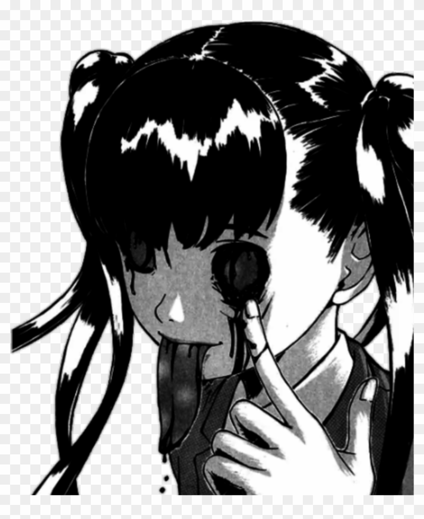 Satan Dark Grunge Demon Devil Manga Anime Creepy Remixo Anime Girl Black And White Hd Png Download 1611x1611 1546644 Pngfind - black anime girl hair or dark roblox