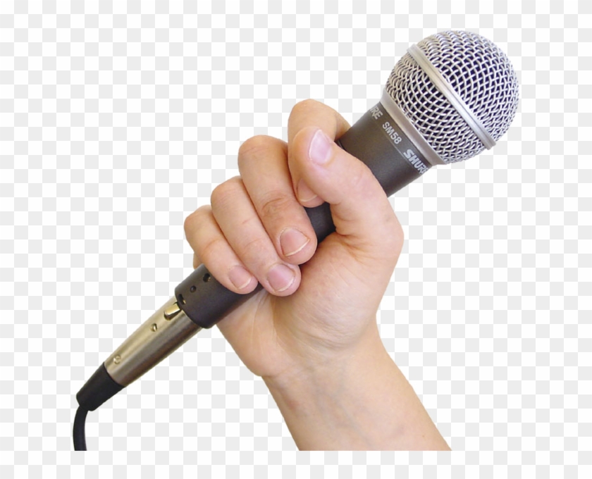 Hand Holding Mic - Holding A Microphone, HD Png Download - 636x600