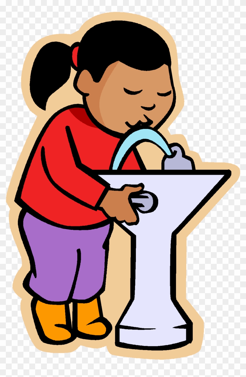 Kid Drinking Water Clipart - Drink Water Fountain Clipart, HD Png