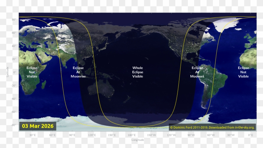 Map Of Where The Eclipse Of March 2026 Will Be Visible - World Map, HD Png Download - 1474x760 