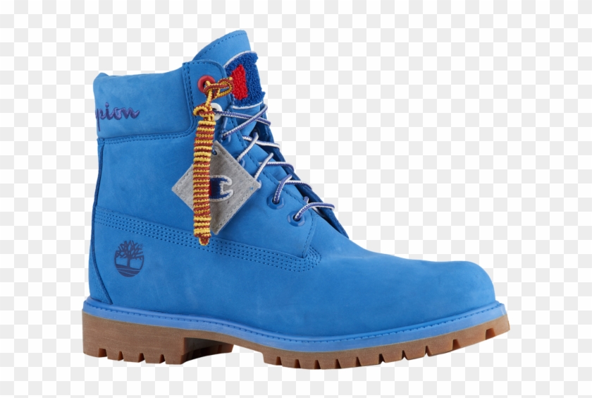 champion x timberland boots blue