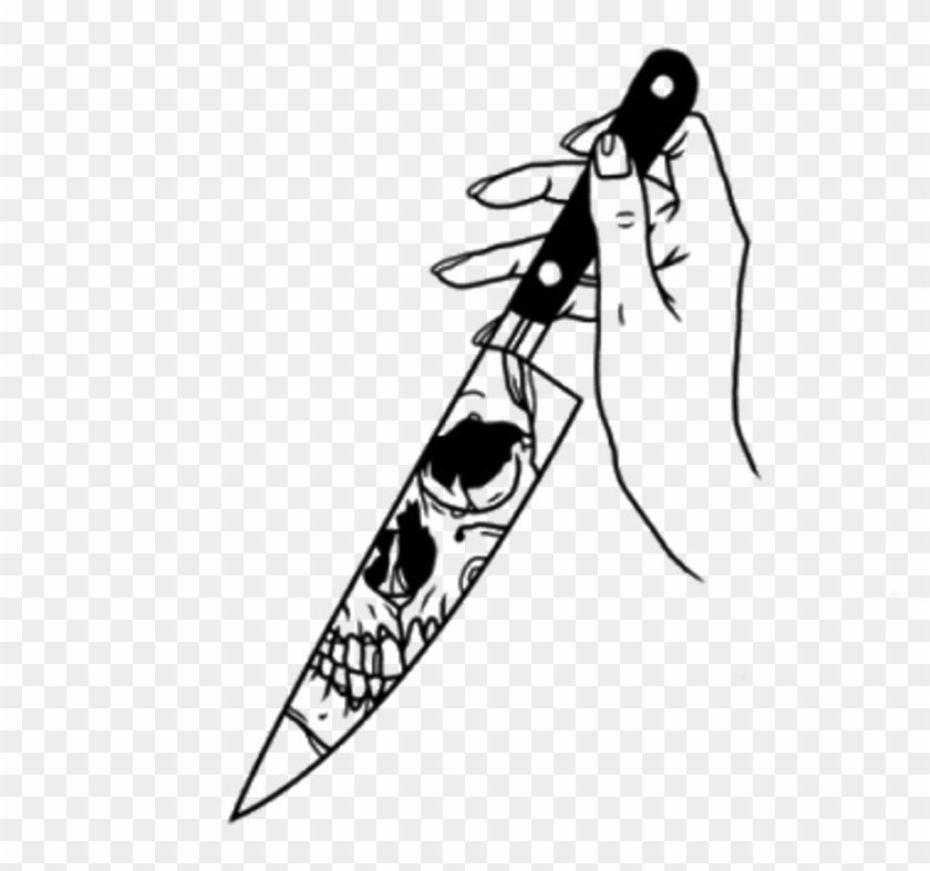 Sticker By Ana Carolina Aesthetic Knife Drawing, HD Png Download