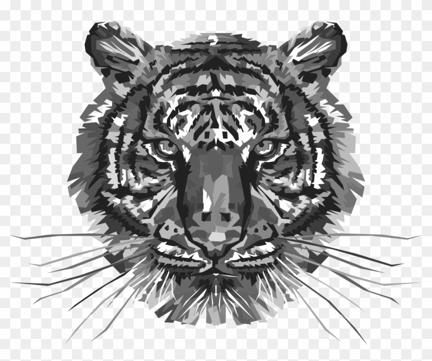 Geometric Tiger Head Grayscale - Tiger Colorful, HD Png Download ...