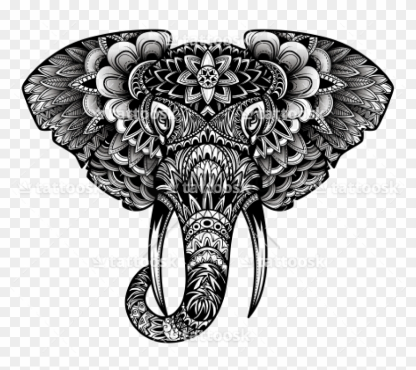 elephant head tattoo outline