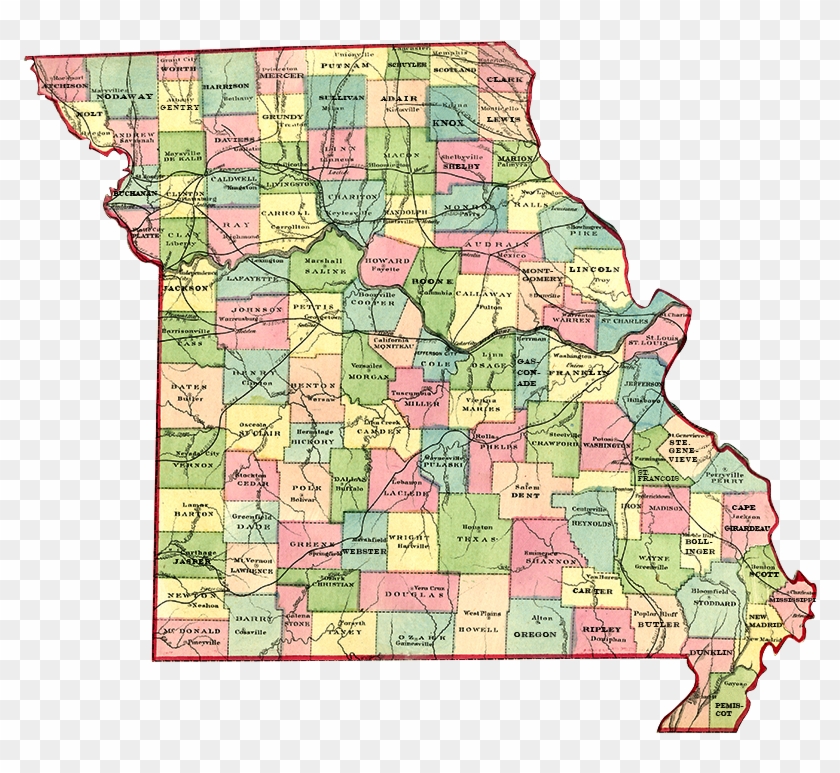 Missouri County Map With Cities Missouri Map Showing Counties Web Photo Gallery With, Hd Png Download -  800X702(#2070801) - Pngfind