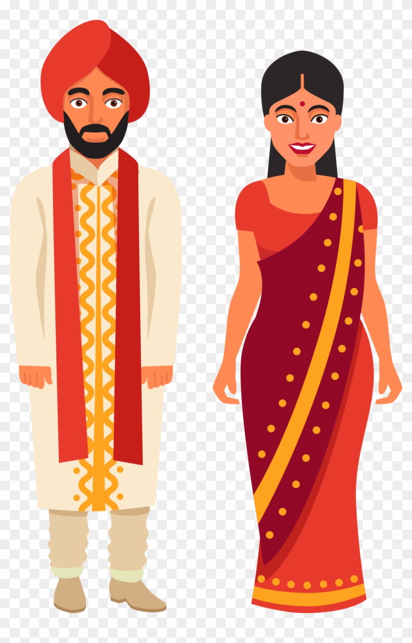 Download - Clipart Of Indian Wedding Couple, HD Png Download
