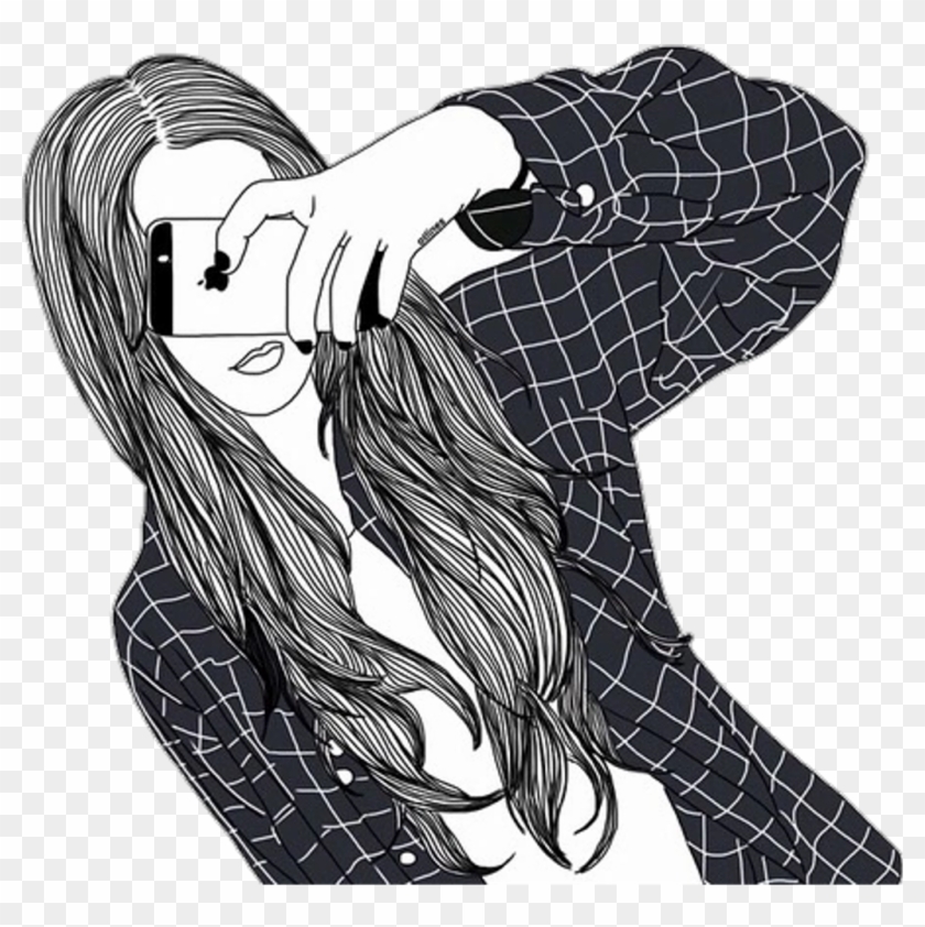 Aesthetic Girl Drawing Black And White