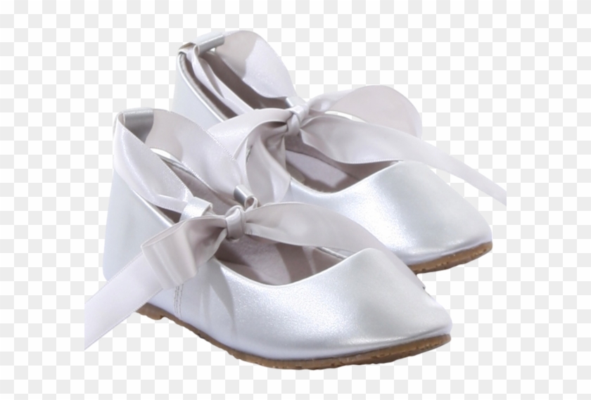 Silver Ballet Flats Girls Dress Shoes With Grosgrain - Shoes Flower ...