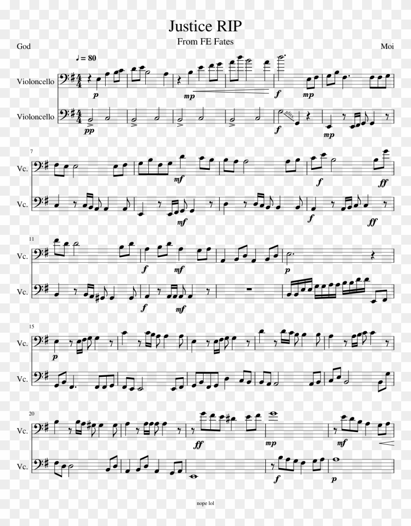 Justice Rip - Sheet Music, HD Png Download - 850x1100(#226744) - PngFind