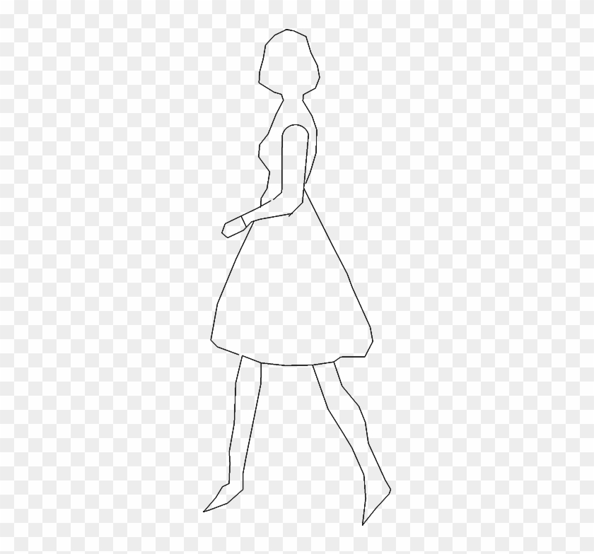 woman walking side view drawing