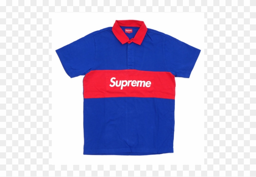 red and blue supreme shirt