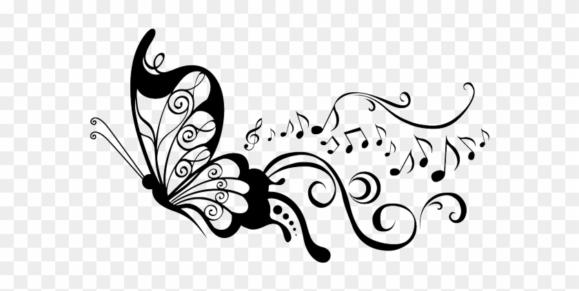 Svg Swirls Butterfly - Mariposa Con Notas Musicales, HD Png Download