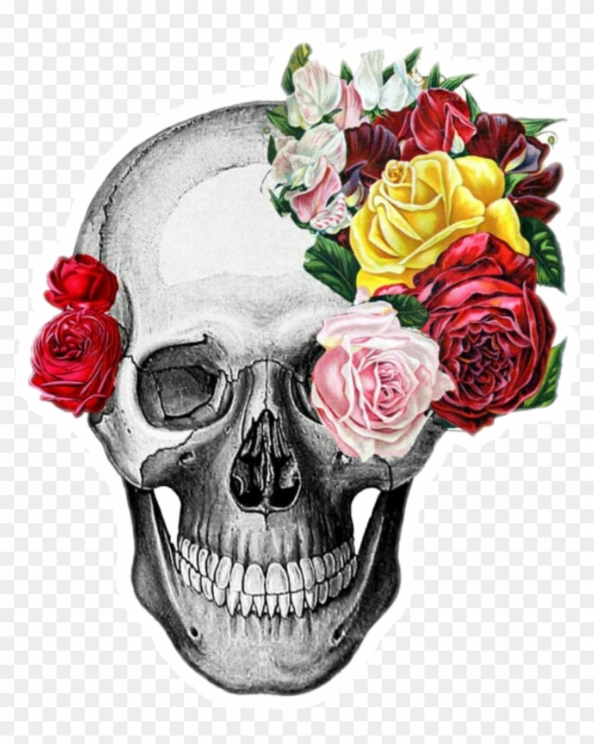 Tumblr Transparent Skull And Flowers Png Tumblr Transparent - Skull And