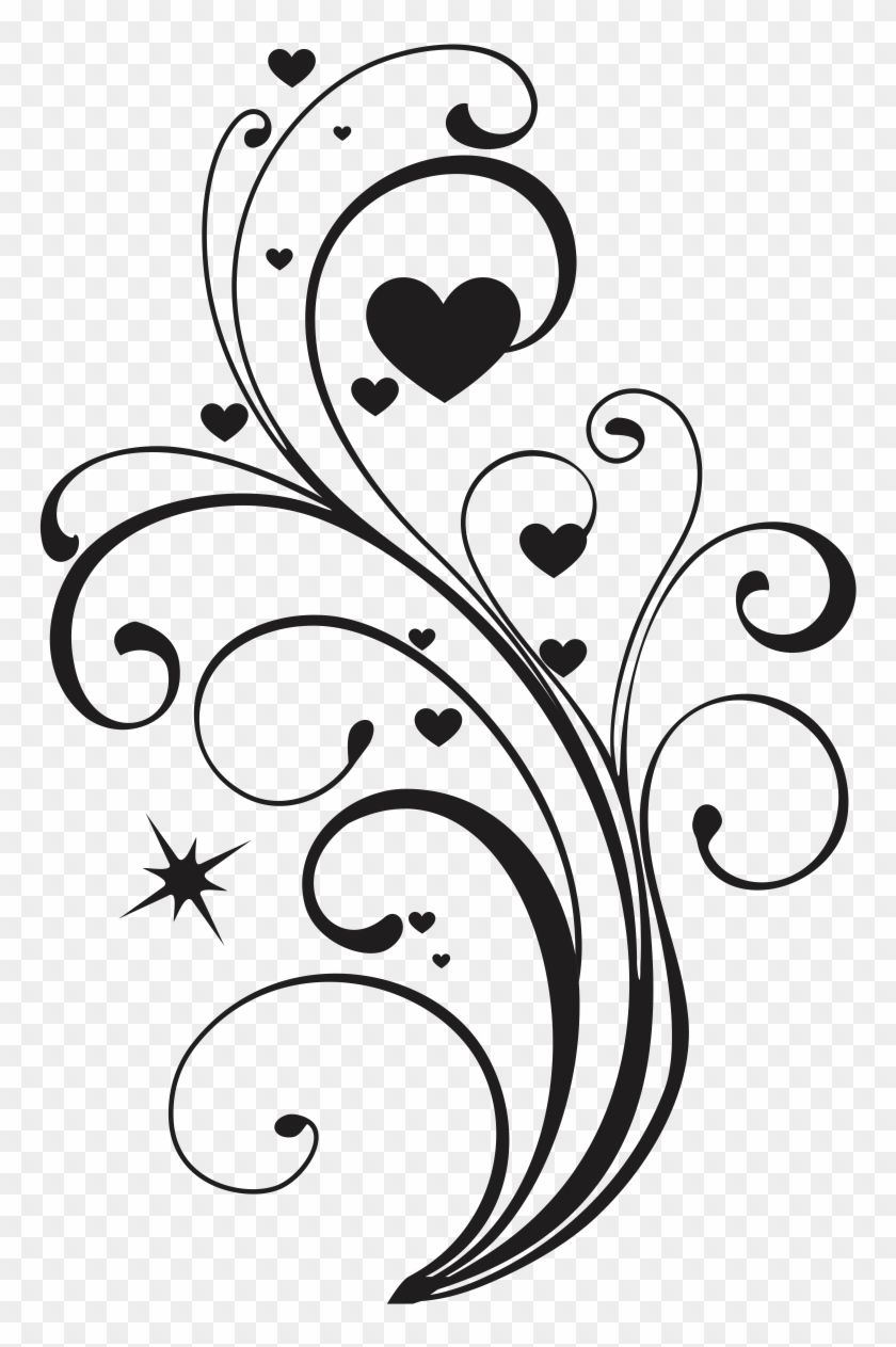 Black And White Swirl Heart Clip Art
