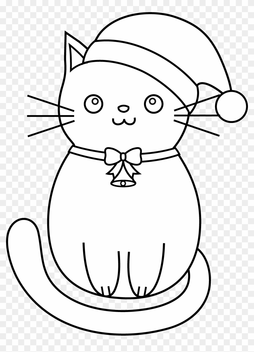 Coloring Santa Hats With Cat Hat Svg Black And White Christmas Cat Clipart Black And White Hd Png Download 3945x5271 253231 Pngfind