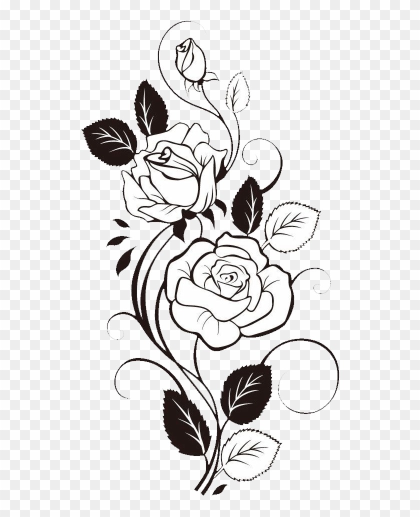 silhouette drawing small rose with leaves and stem in flowerpot vector  illustration Stock Vector | Adobe Stock