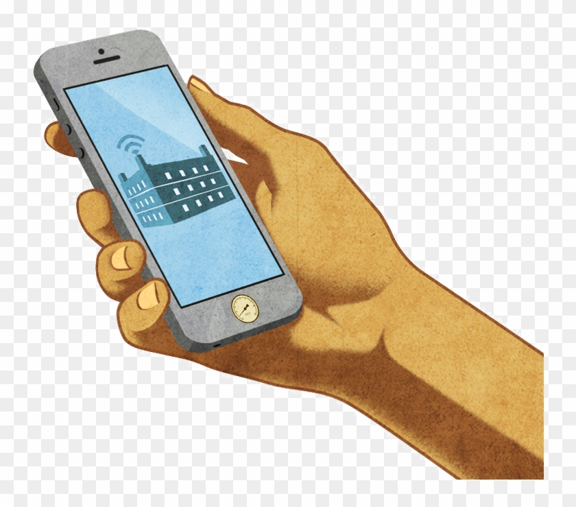 A Hand Holding A Mobile Phone With The Sms Works Logo Iphone Hd Png Download 747x659 Pngfind