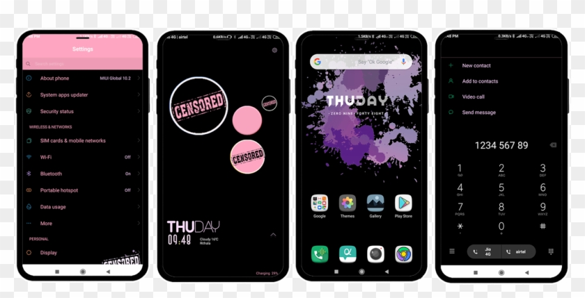 Dark Censored Miui Theme For Xiaomi Mobie Iphone Hd Png Download 1600x900 2998228 Pngfind