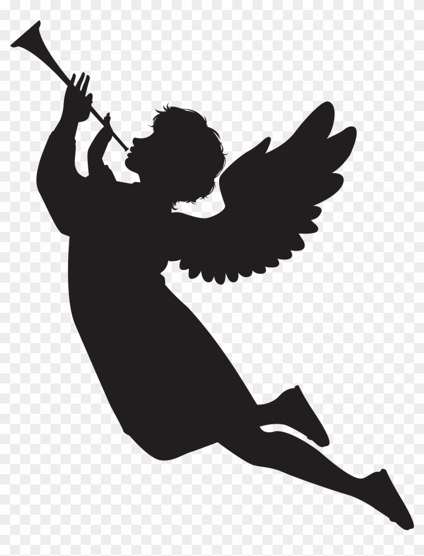 angel clipart black and white