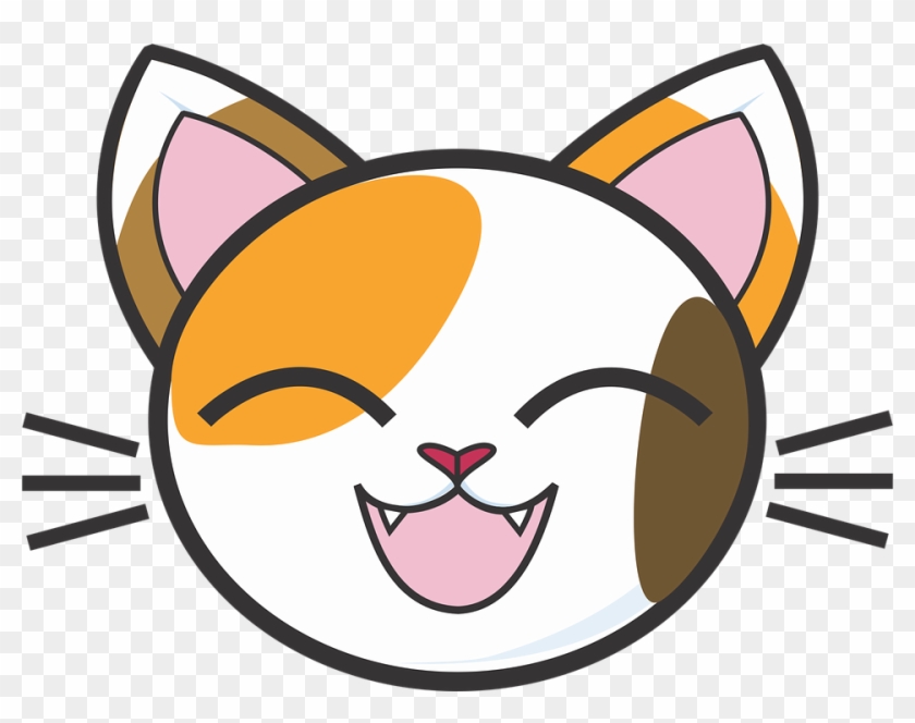 Calico Cat Face Vector Library Download - Cartoon Cat Head Cute, HD Png