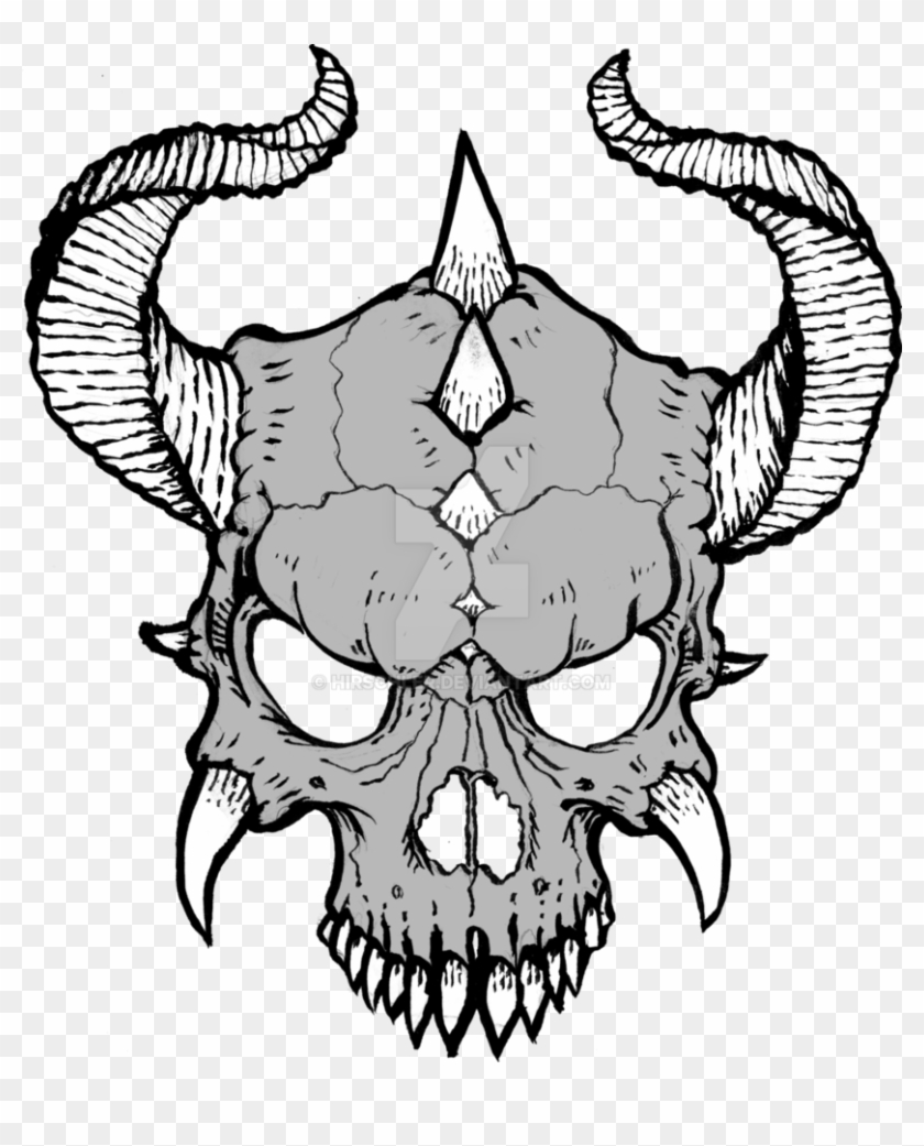 Collection Of Free Devil Drawing Horn Download - Skull With Horns
