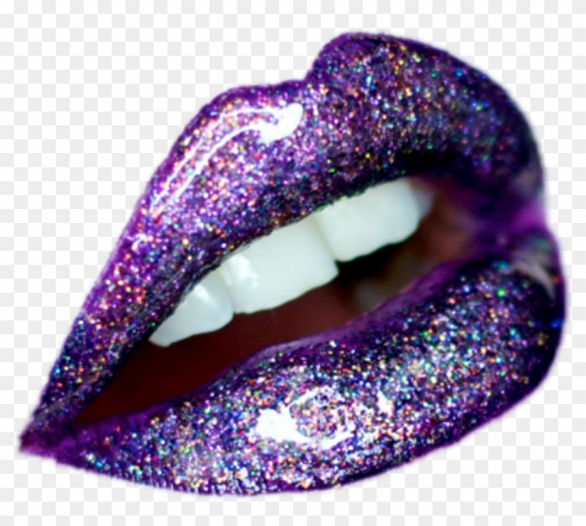 Purplelips Glitter Glitterlips Freetoedit - Galaxy Lip, HD Png Download ...