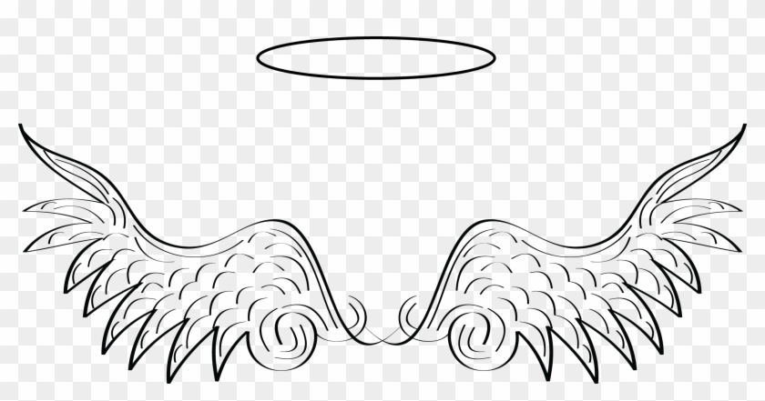 Download Angel Wings Clip Art White Angel Wings Halo Tattoo Drawn Angel Wings Png Transparent Png 2151x1028 3110619 Pngfind