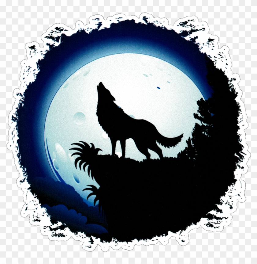 Full Moon Wolf - Draw A Wolf Howling, HD Png Download - 1000x968